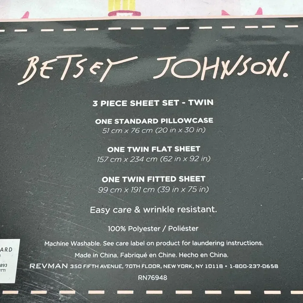 Betsey Johnson Christmas 3 Piece Twin‎ Sheet Set Pink Bows Nutcrackers Holiday